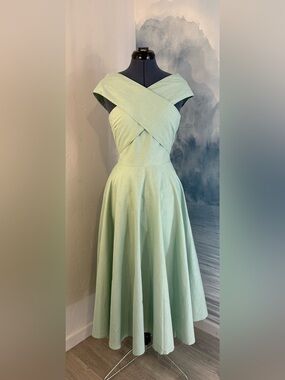 Chillinen Mint Green Fit-and-Flare Dress #268
